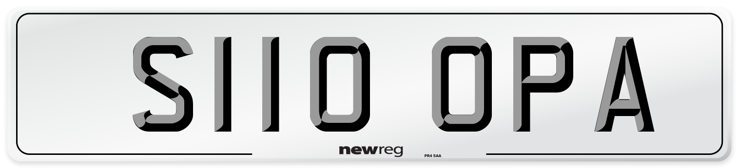 S110 OPA Number Plate from New Reg